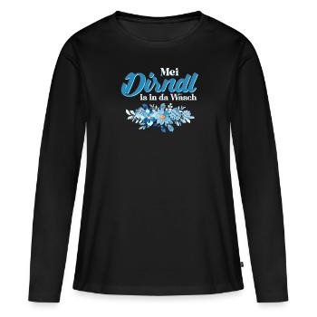 Dirndl Münchner Volksfest MEI DIRNDL IST IN DER - Frauen Premium Bio Langarmshirt - Schwarz - Vorne - Julia (174cm)