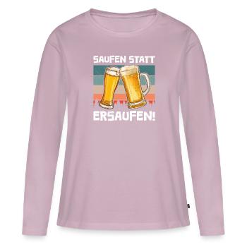 Boire de la bière au lieu de la noyer - T-shirt manches longues Premium bio Femme - rose poudré - Devant - Julia (174cm)
