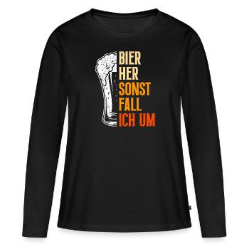 Bière ici ou je tombe - T-shirt manches longues Premium bio Femme - noir - Devant - Julia (174cm)