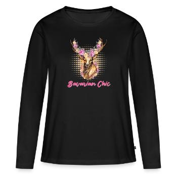 Dirndl Remplacement BAVARIAN CHIC Funny Munich - T-shirt manches longues Premium bio Femme - noir - Devant - Julia (174cm)