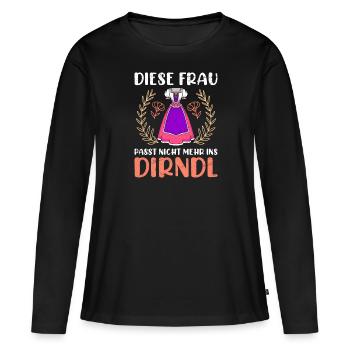 Dirndl zu klein Trachtenshirt Damen Trachten Dirndl - T-shirt manches longues Premium bio Femme - noir - Devant - Julia (174cm)