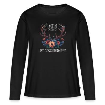 Dirndl zu klein Trachtenshirt Damen Trachten Dirndl - T-shirt manches longues Premium bio Femme - noir - Devant - Julia (174cm)