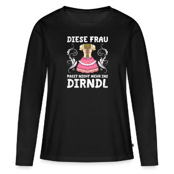 Ne rentre pas dans mon dirndl de remplacement dirndl augmenté - T-shirt manches longues Premium bio Femme - noir - Devant - Julia (174cm)
