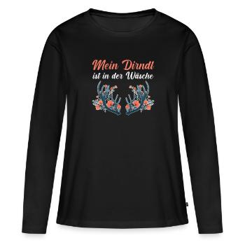 Heute ohne Dirndl Ersatz Dirndl Damen - Frauen Premium Bio Langarmshirt - Schwarz - Vorne - Julia (174cm)