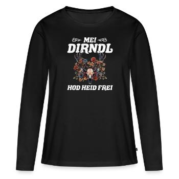 Heute ohne Dirndl Ersatz Dirndl Damen - Frauen Premium Bio Langarmshirt - Schwarz - Vorne - Julia (174cm)