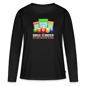 BINGO CRIER JE SUIS UN MAÎTRE DANS CE DOMAINE DRÔLE - T-shirt manches longues Premium bio Femme - noir - Devant - Julia (174cm)
