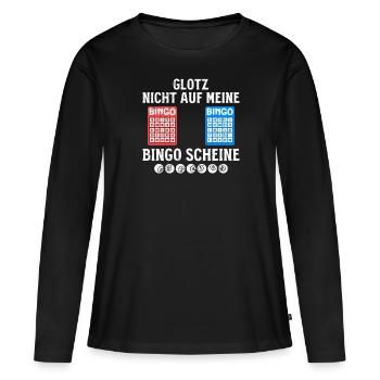 Bingospielerin GLOTZ NICHT AUF MEINE BINGO SCHEINE - Frauen Premium Bio Langarmshirt - Schwarz - Vorne - Julia (174cm)
