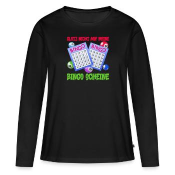Bingo GLOTZ NICHT AUF MEINE BINGO SCHEINE Lustig - Frauen Premium Bio Langarmshirt - Schwarz - Vorne - Julia (174cm)