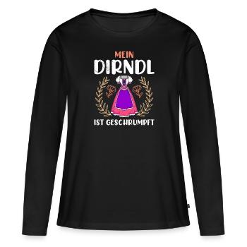 Dirndl zu klein Trachtenshirt Damen Trachten Dirndl - T-shirt manches longues Premium bio Femme - noir - Devant - Julia (174cm)