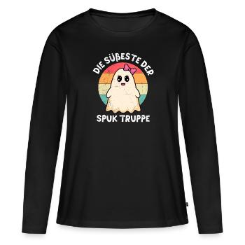 Halloween Mädchen DIE SÜßESTE DER SPUK TRUPPE - Frauen Premium Bio Langarmshirt - Schwarz - Vorne - Julia (174cm)