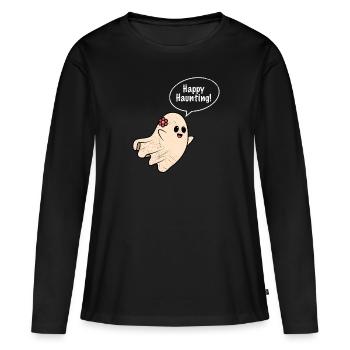 Halloween Kostüm Kinder FRÖHLICHES SPUKEN - Frauen Premium Bio Langarmshirt - Schwarz - Vorne - Julia (174cm)