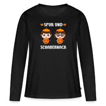 Halloween Kostüm SPUK UND SCHABERNACK Lustiges - Frauen Premium Bio Langarmshirt - Schwarz - Vorne - Julia (174cm)