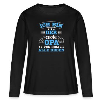 Opi ICH BIN DER COOLE OPA VON DEM ALLE REDEN - Frauen Premium Bio Langarmshirt - Schwarz - Vorne - Julia (174cm)