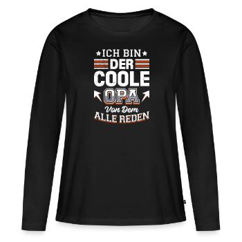 Opi ICH BIN DER COOLE OPA VON DEM ALLE REDEN - Frauen Premium Bio Langarmshirt - Schwarz - Vorne - Julia (174cm)