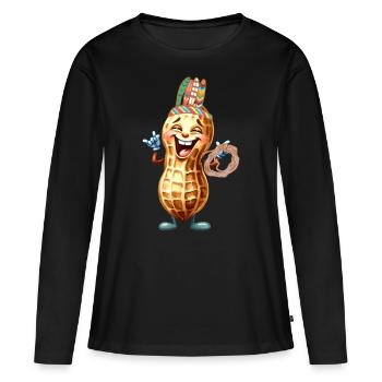 Cacahuète Wild West Enfant Enfants Cacahuètes Noix - T-shirt manches longues Premium bio Femme - noir - Devant - Julia (174cm)