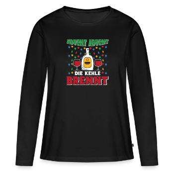 ADVENT ADVENT DIE KEHLE BRENNT Lustiges Glühwein - Frauen Premium Bio Langarmshirt - Schwarz - Vorne - Julia (174cm)