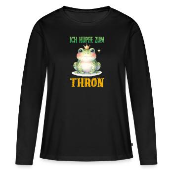 Froschkostüm ICH HÜPFE ZUM THRON Lustiges - Frauen Premium Bio Langarmshirt - Schwarz - Vorne - Julia (174cm)