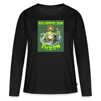 Froschkostüm ICH HÜPFE ZUM THRON Lustiges - Frauen Premium Bio Langarmshirt - Schwarz - Vorne - Julia (174cm)