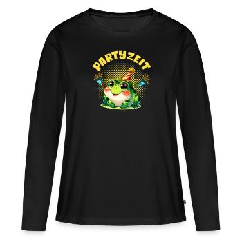 Froschkostüm PARTYZEIT Lustiges Karneval Party - Frauen Premium Bio Langarmshirt - Schwarz - Vorne - Julia (174cm)