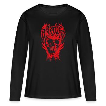 Conception de calligraphie de crâne foncé - T-shirt manches longues Premium bio Femme - noir - Devant - Julia (174cm)