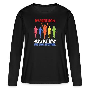 Läufer MARATHON BIS ZUR EKSTASE Laufen Lustig - Frauen Premium Bio Langarmshirt - Schwarz - Vorne - Julia (174cm)