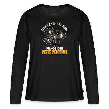 Philosophe DAS LEBEN EINE FRAGE DER PERSPEKTIVE - Frauen Premium Bio Langarmshirt - Schwarz - Vorne - Julia (174cm)