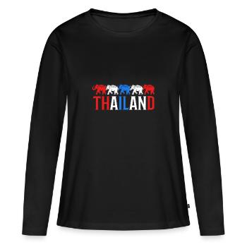 Thaïlande - T-shirt manches longues Premium bio Femme - noir - Devant - Julia (174cm)