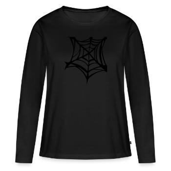 Toile d'araignée noire / toile d'araignée noire / Halloween - T-shirt manches longues Premium bio Femme - noir - Devant - Julia (174cm)