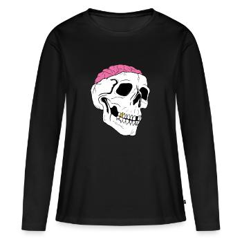 Skully - T-shirt manches longues Premium bio Femme - noir - Devant - Julia (174cm)