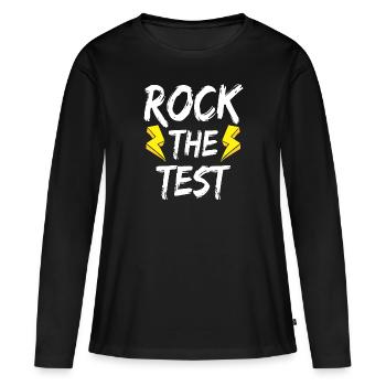 Rock den Test - Frauen Premium Bio Langarmshirt - Schwarz - Vorne - Julia (174cm)