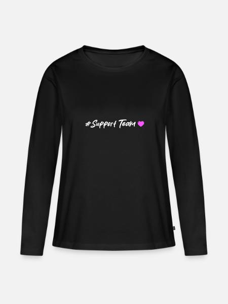 Support Team Herz - Frauen Premium Bio Langarmshirt - Schwarz