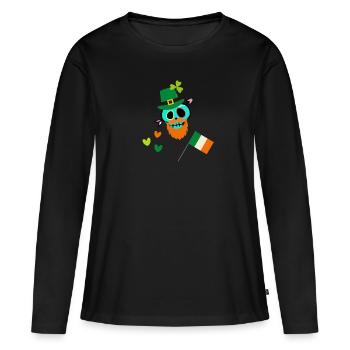 trèfle, trèfles, ire, crâne - T-shirt manches longues Premium bio Femme - noir - Devant - Julia (174cm)