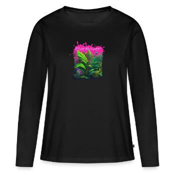 Philodendron, Plantes, Plantes, Amant - T-shirt manches longues Premium bio Femme - noir - Devant - Julia (174cm)