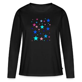 stars, colorful, blue, pink, pink - Women's Premium Organic Long Sleeve Shirt - black - Front - Julia (174cm)