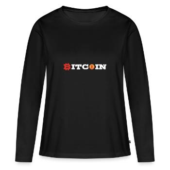 Bitcoin - T-shirt manches longues Premium bio Femme - noir - Devant - Julia (174cm)