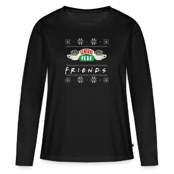 Friends Pull Moche De Noël Central Perk - T-shirt manches longues Premium bio Femme - noir - Devant - Julia (174cm)