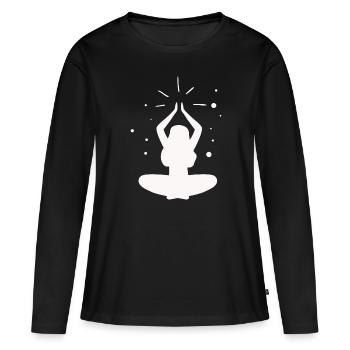 Yoga - Relaxen Lebensqualität - Frauen Premium Bio Langarmshirt - Schwarz - Vorne - Julia (174cm)