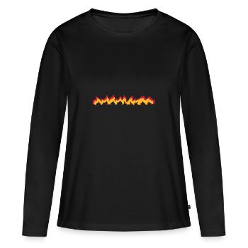 Flammen - Feuerreihe - Frauen Premium Bio Langarmshirt - Schwarz - Vorne - Julia (174cm)