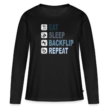 BackFlip, Parkour, Freerun, Sport, Cadeau - T-shirt manches longues Premium bio Femme - noir - Devant - Julia (174cm)
