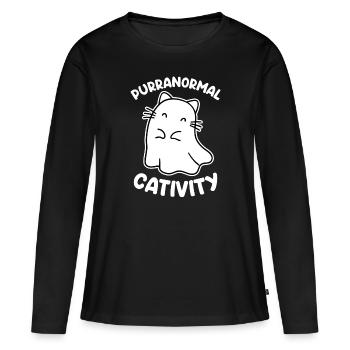 Cativité pourpre - T-shirt manches longues Premium bio Femme - noir - Devant - Julia (174cm)