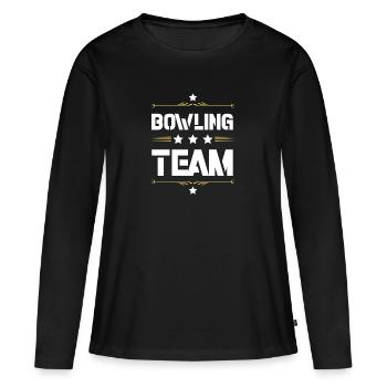 Équipe de bowling - T-shirt manches longues Premium bio Femme - noir - Devant - Julia (174cm)