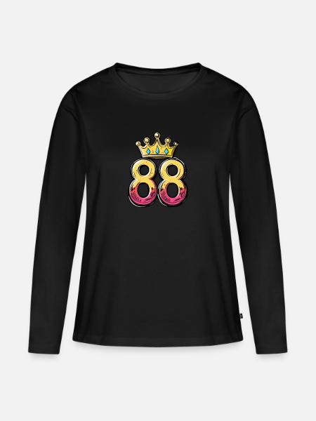 88 Zahl Krone - Frauen Premium Bio Langarmshirt - Schwarz