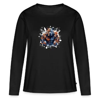 Fosse pour chien Muscles Combattant Bête - T-shirt manches longues Premium bio Femme - noir - Devant - Julia (174cm)