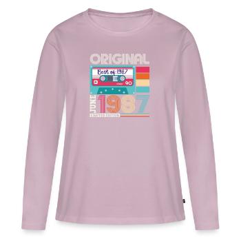 Original Juin 1987 35e anniversaire Cadeau Hommes - T-shirt manches longues Premium bio Femme - rose poudré - Devant - Julia (174cm)