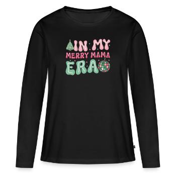 Dans ma joyeuse époque maman Noël Mères Parents - T-shirt manches longues Premium bio Femme - noir - Devant - Julia (174cm)