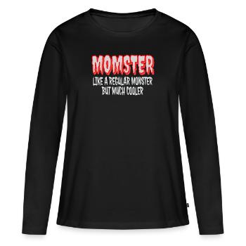 Halloween Maman Mères Humour Momster - T-shirt manches longues Premium bio Femme - noir - Devant - Julia (174cm)