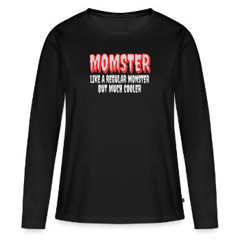 Halloween Maman Mères Humour Momster - T-shirt manches longues Premium bio Femme - noir - Devant - Julia (174cm)