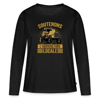Soutenons L'agriculture Locale - T-shirt manches longues Premium bio Femme - noir - Devant - Julia (174cm)