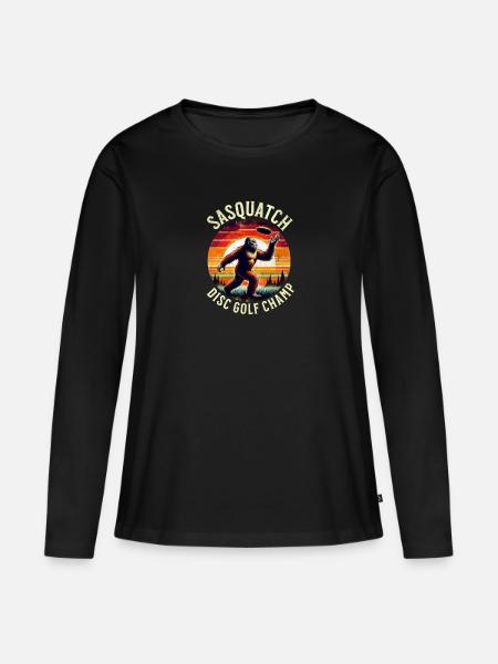 Disc Golf Sasquatch - Frauen Premium Bio Langarmshirt - Schwarz