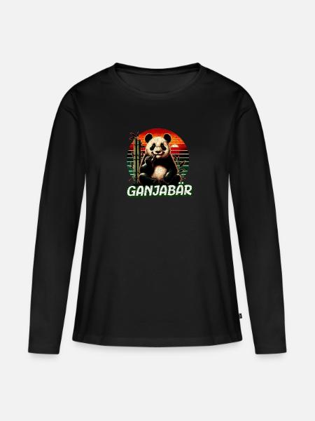 Bekiffter Pandabär - Frauen Premium Bio Langarmshirt - Schwarz